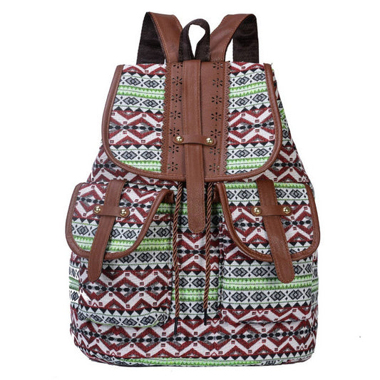 VINTAGE PATTERN BACK-TO-SCHOOL TRAVEL CANVAS BAG_CWAB2218