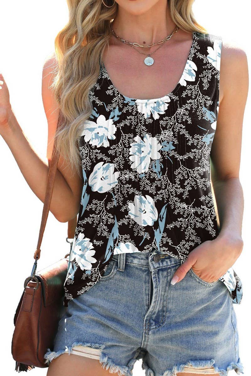 CWTTSL0309_SUMMER ROUND NECK TIE-DYE SLEEVELESS T-SHIRT