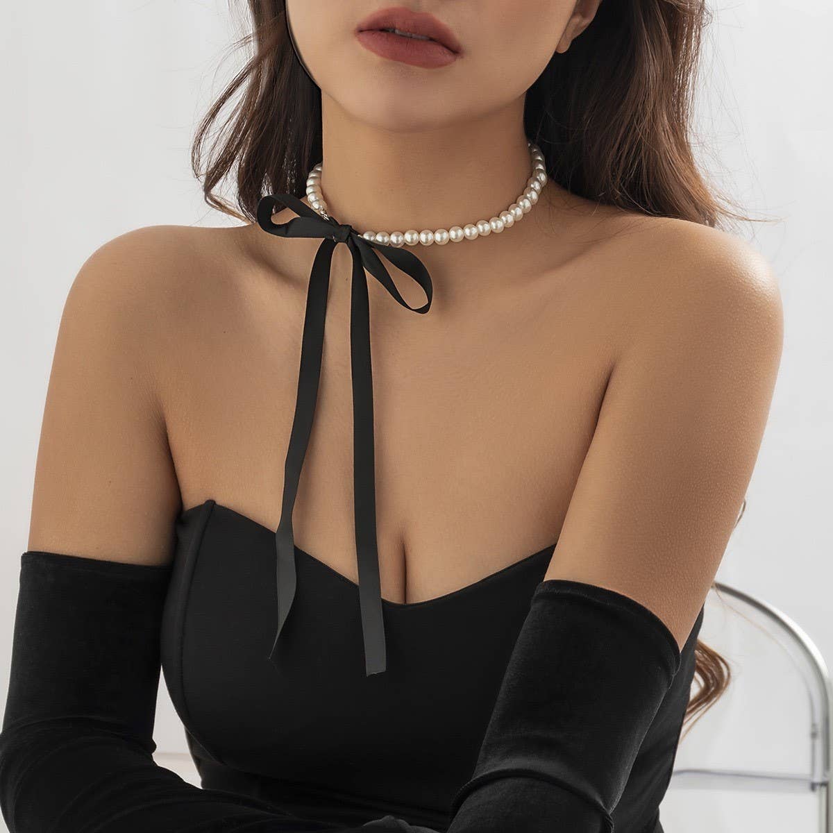 NEW FASHION RETRO LONG BOW CLAVICLE NECKLACE