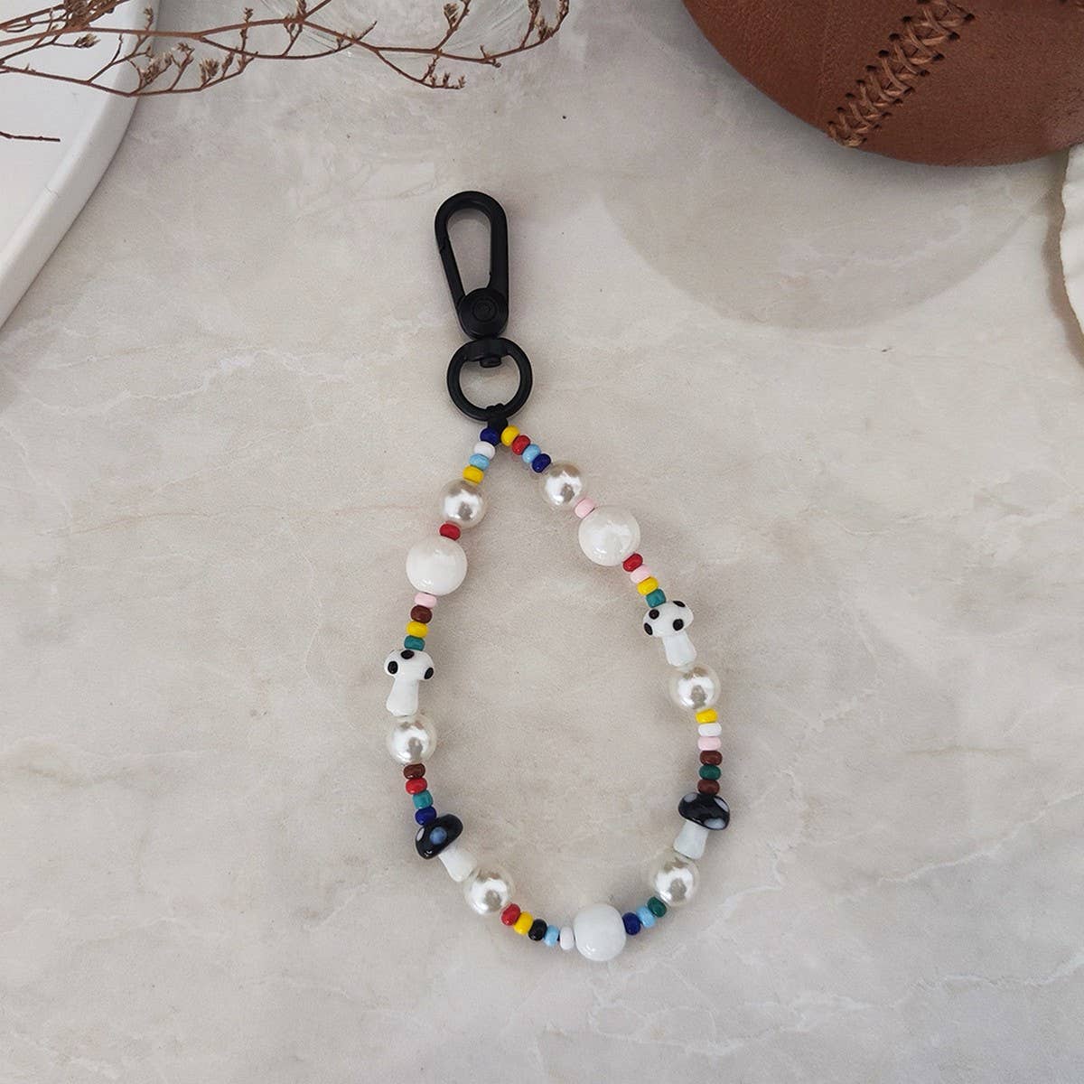 CWMM8724_COLORFUL MUSHROOM BEADED KEYCHAIN PENDANT