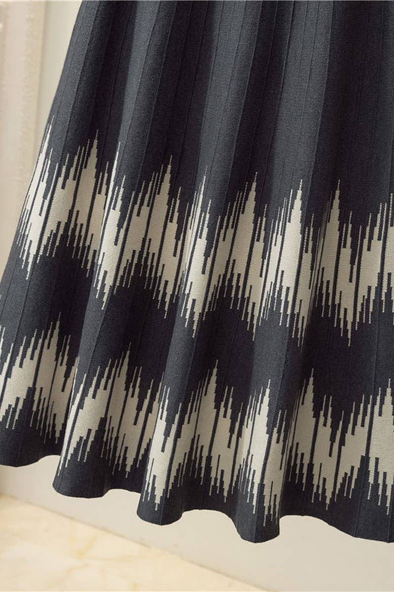 CWBLS0301_HIGH WAIST MID-LENGTH WAVY KNITTED SKIRT