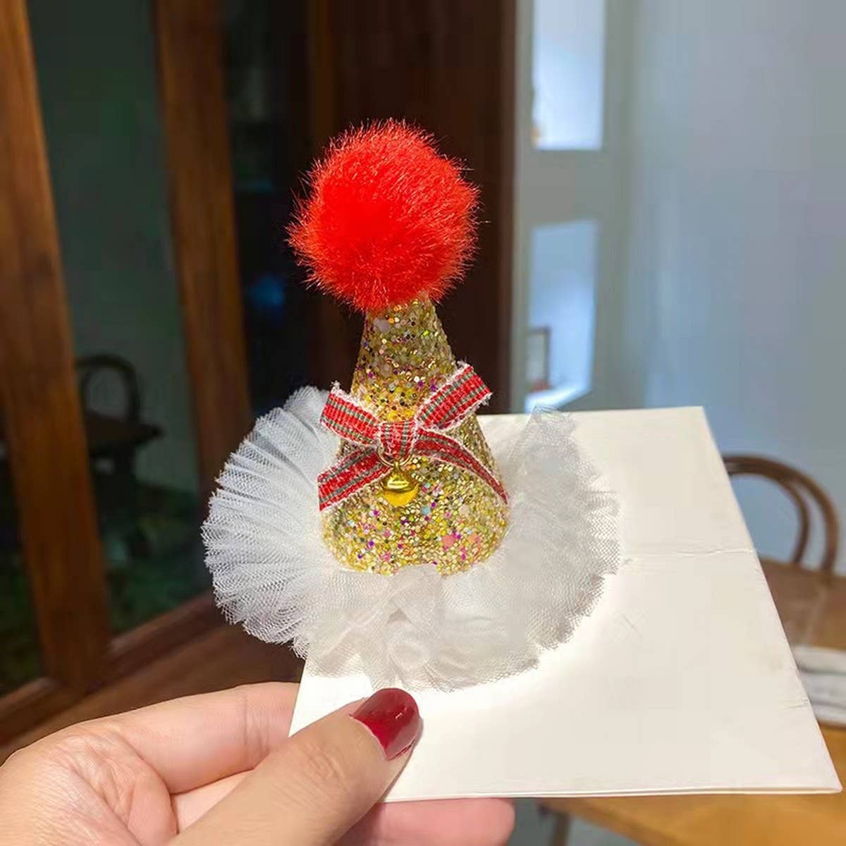 CUTE PLUSH CHRISTMAS PEARL HAT HAIRPIN HEADDRESS