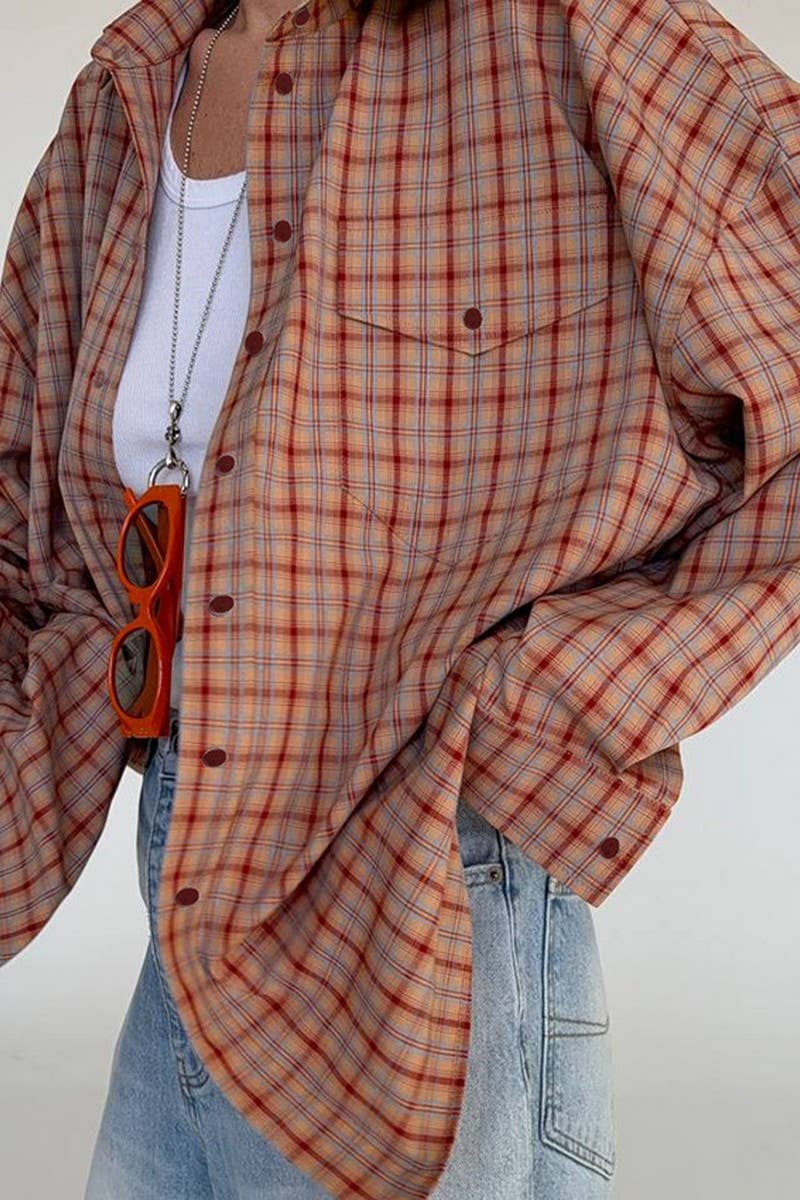 CWTSTL910_LOOSE RETRO PLAID LONG SLEEVE SHIRT