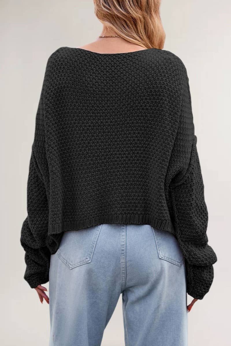 CWOSWL5791_AUTUMN WINTER CREW NECK LONG SLEEVE TWIST SWEATER