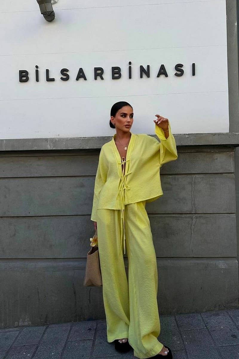 CWSTB1164_CASUAL SOLID COLOR SHIRT AND PANTS SET