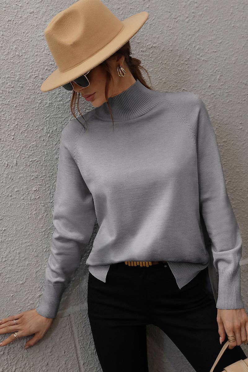 CWOSWL612 Turtle Neck Pullover With Side Slit Sweater