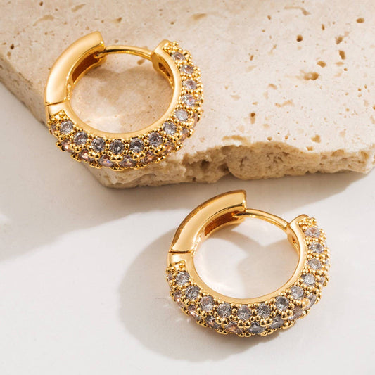 Heart-Shaped Zircon Hoop Earrings with Color Gems