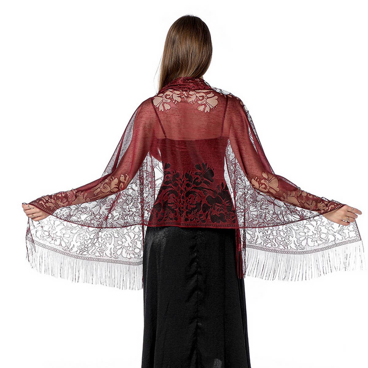 FASHIONABLE EVENING HOLLOW LACE SHAWL