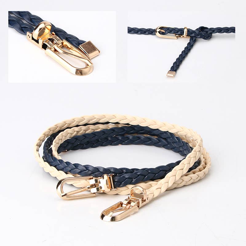Fashionable ladies weave thin waist belts