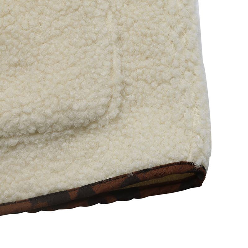 Casual polar fleece leopard print color cardigan