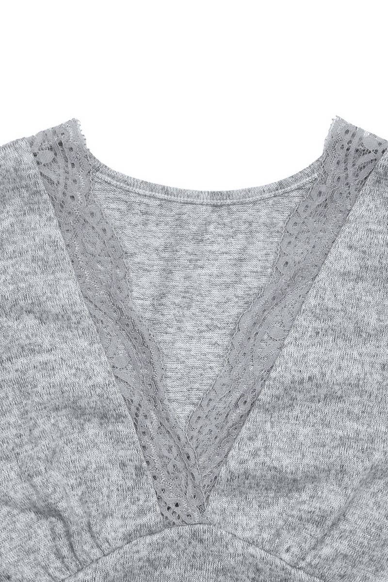 CWDMD01046_V-NECK SOLID COLOR BRUSHED SLIT LONG SKIRT