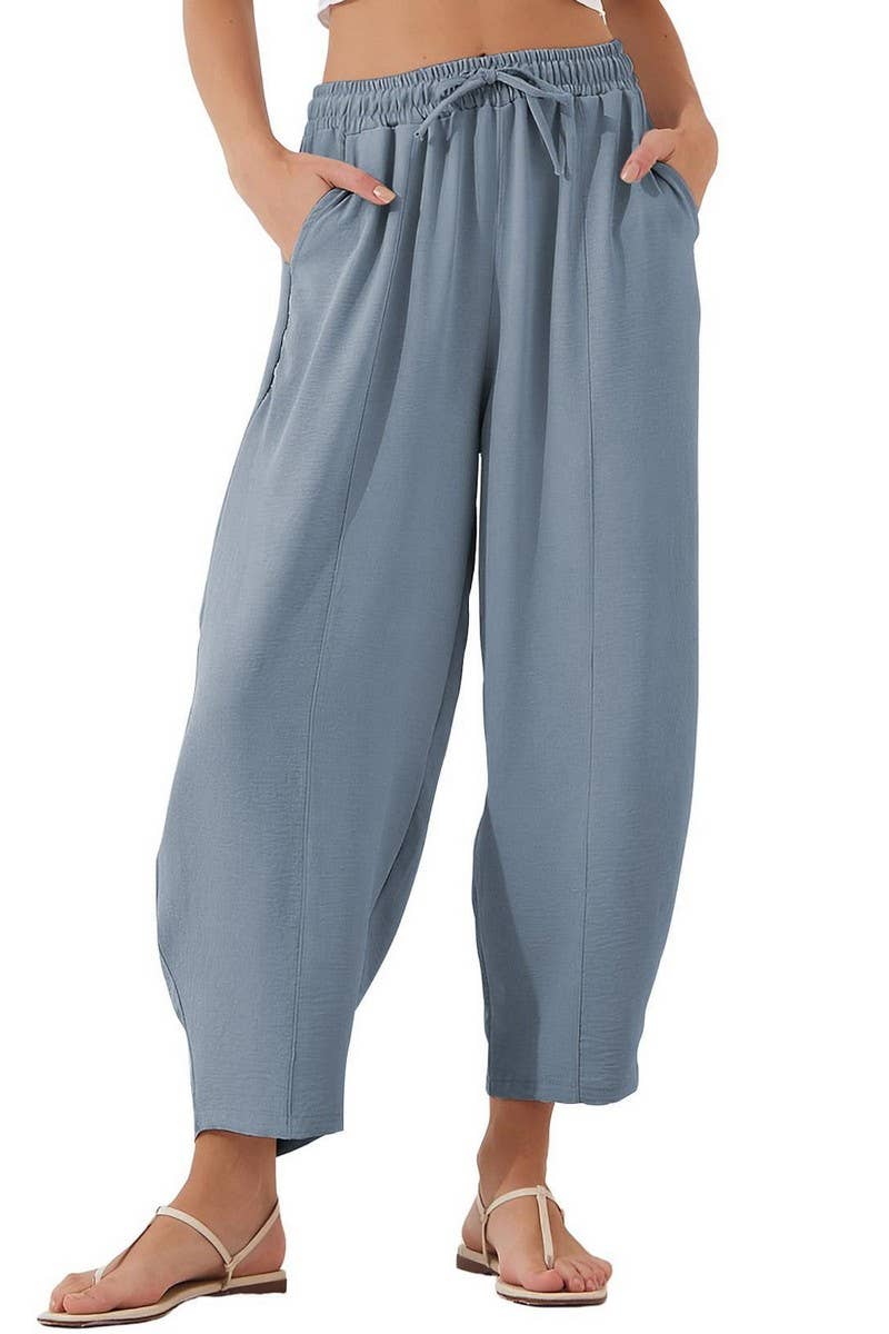 CWBLP01036_HIGH WAIST DRAWSTRING POCKET CROPPED PANTS