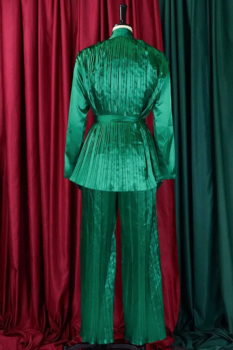 CWSTB0523_PLUS SIZE  LACE UP SHIRT  TROUSERS TWO-PIECE SET