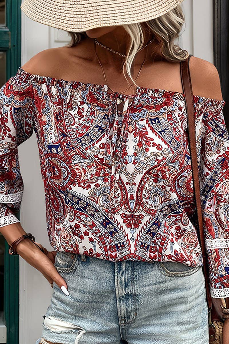 CWTBLL4077_ASYMMETRIC OFF SHOULDER LONG SLEEVE PATCH SHIRT