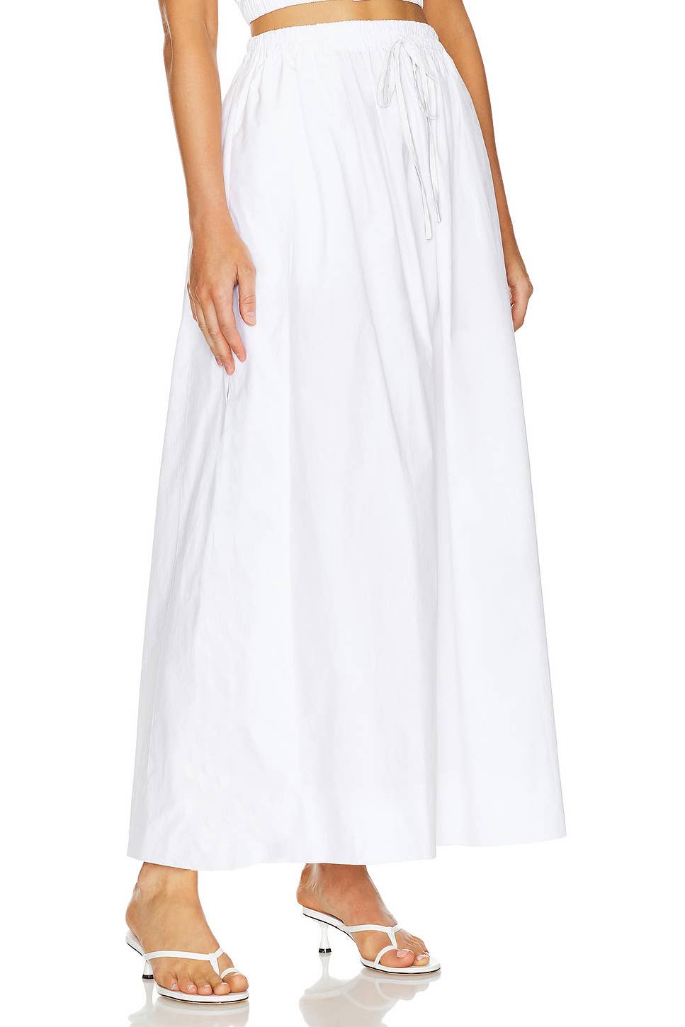 COTTON HIGH-WAISTED SLIT SOLID COLOR DRESS