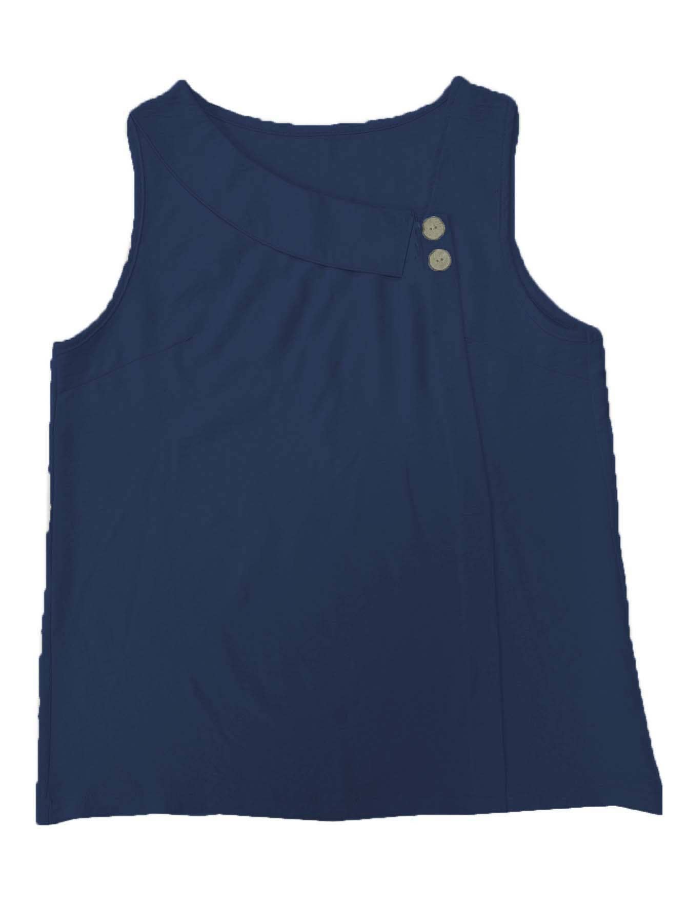 Casual slanted neck sleeveless pullover T-shirt