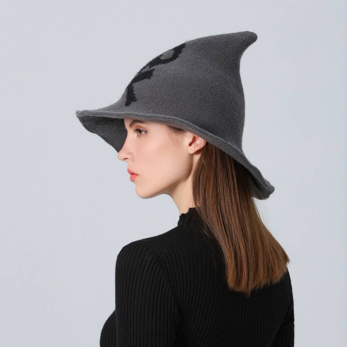 CWAH1681_Halloween Skull Knitted Wizard Hat