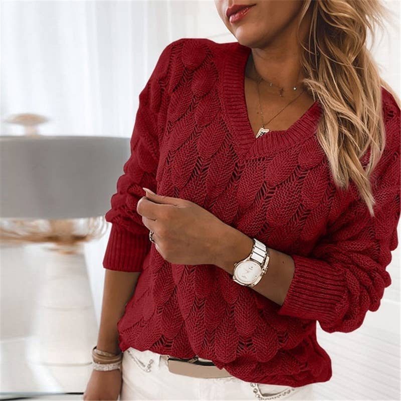 CWOSWL0715_Long Sleeve V-Neck Pullover Sweater