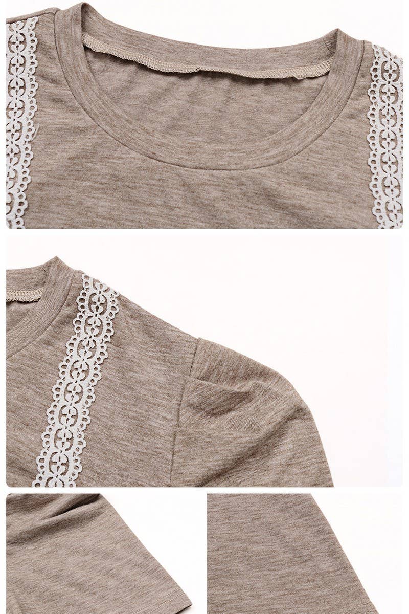 CWTTL1960_NEW LADIES FASHION LACE STITCHING T-SHIRT
