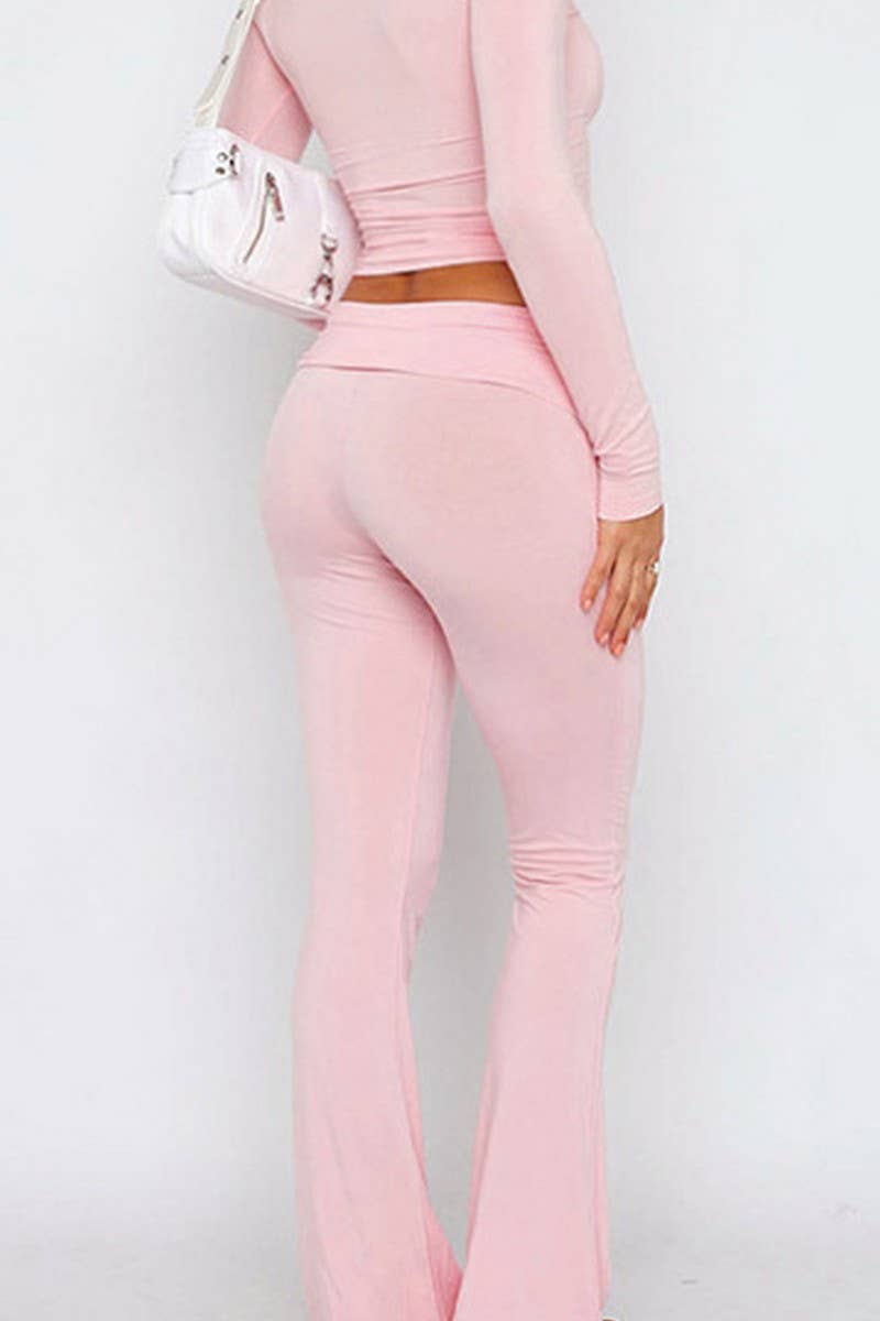 CWSTB2041_SOLID COLOR LONG SLEEVE TOP AND PANTS SET