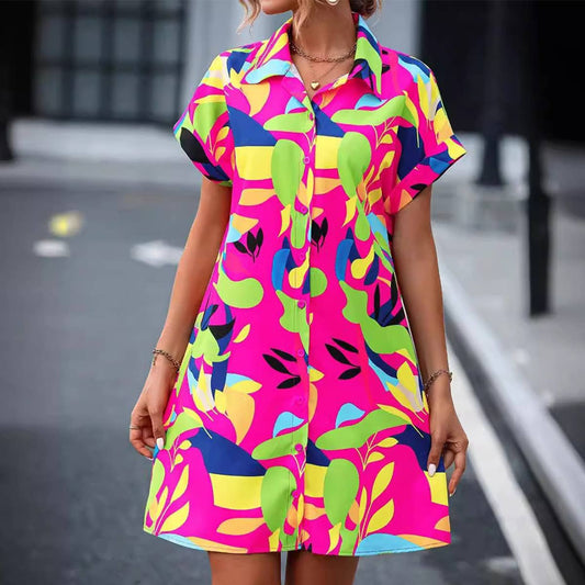 FLORAL PRINT CARDIGAN SHIRTDRESS