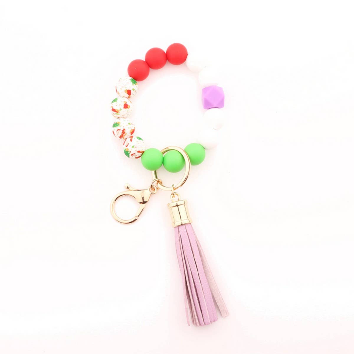 Christmas Silicone Bead Bracelet Keychain Gift