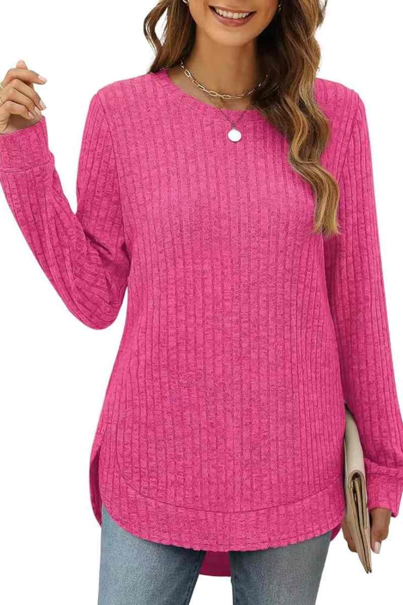 CWOSWL6553_CREW-NECK WOOLEN LONG-SLEEVED SWEATER
