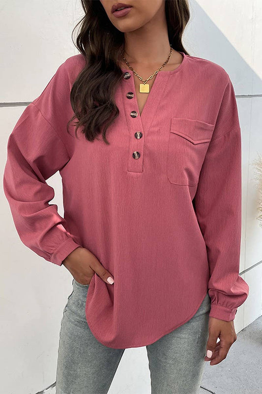 CWTTL1666_Button Neck Long Sleeve Top