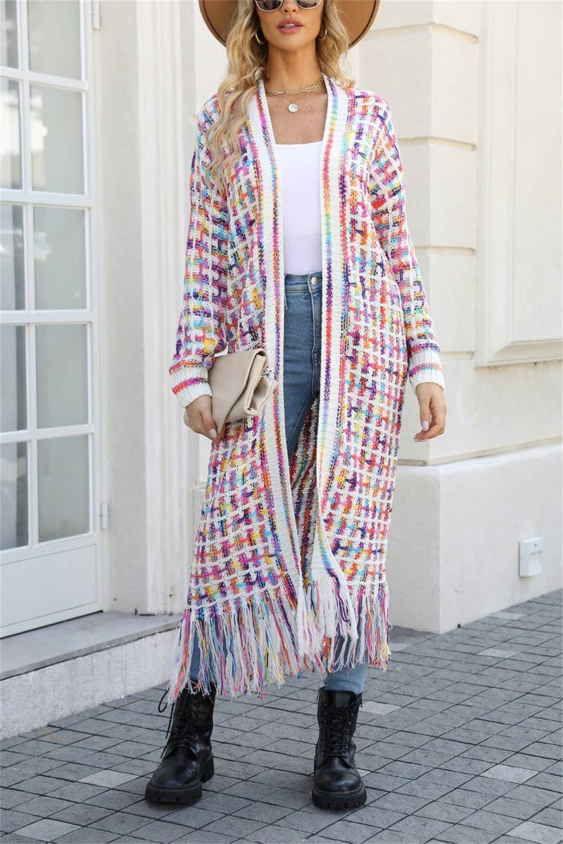 CWOCAL0933_FRINGED LONG COLORFUL CARDIGAN COAT