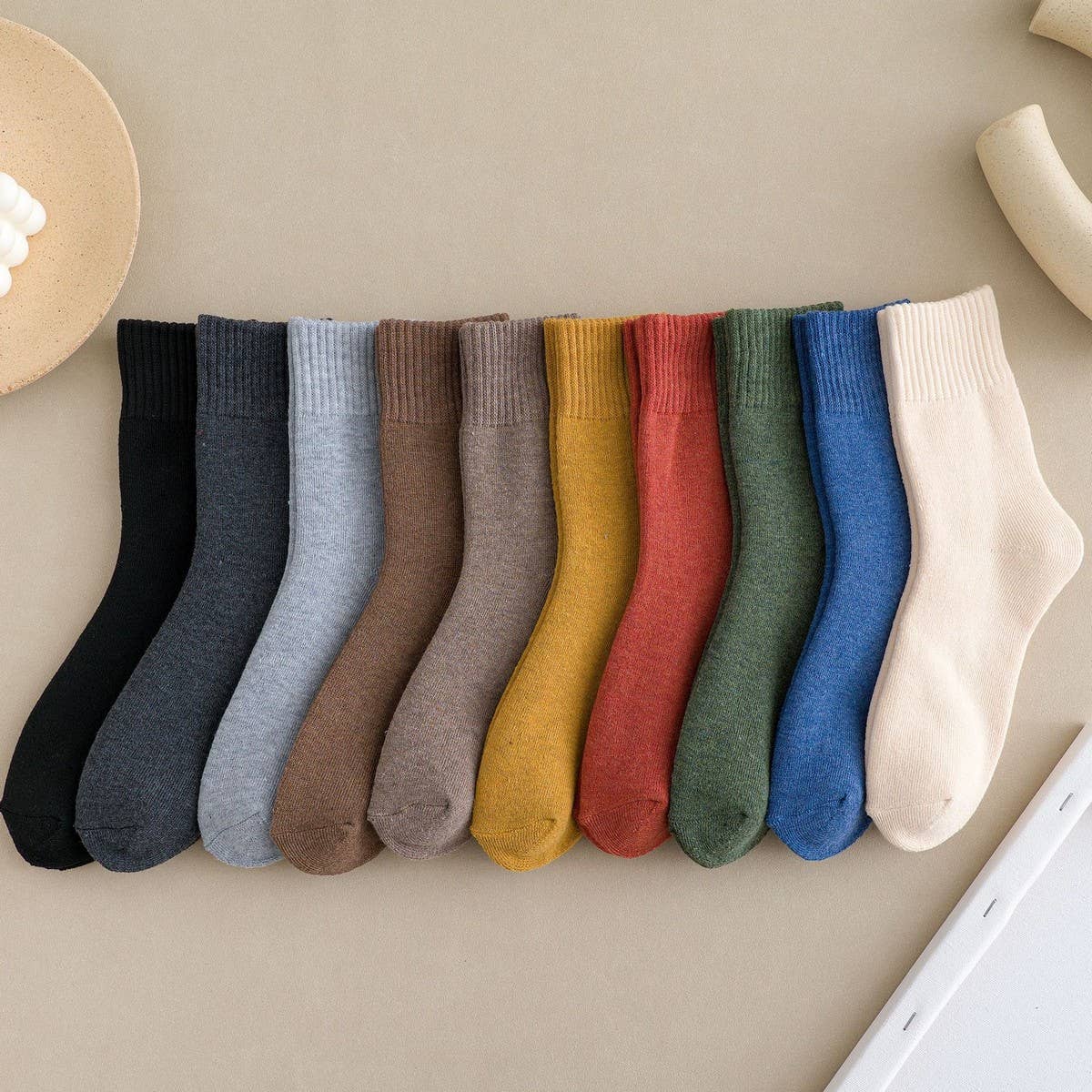 WINTER PLUS VELVET THICK WARM TERRY MID-TUBE SOCKS