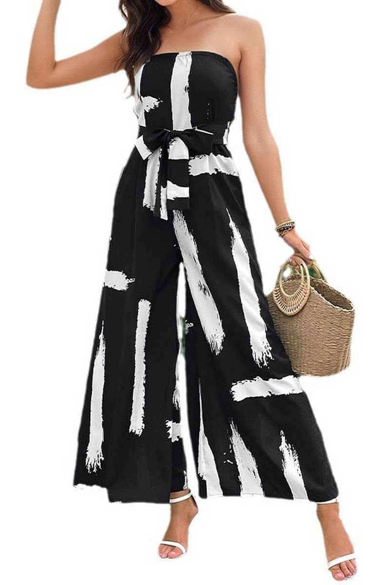 CWSJS0638_PRINTED TUBE TOP WIDE LEG JUMPSUIT