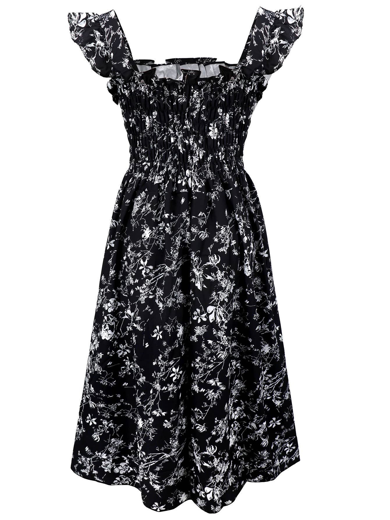 A-Line Dress with Puff Sleeves and Square Neck