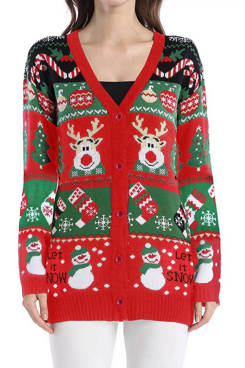 CWOCAL0686_CASUAL LONG SLEEVE CHRISTMAS CARDIGAN SWEATER