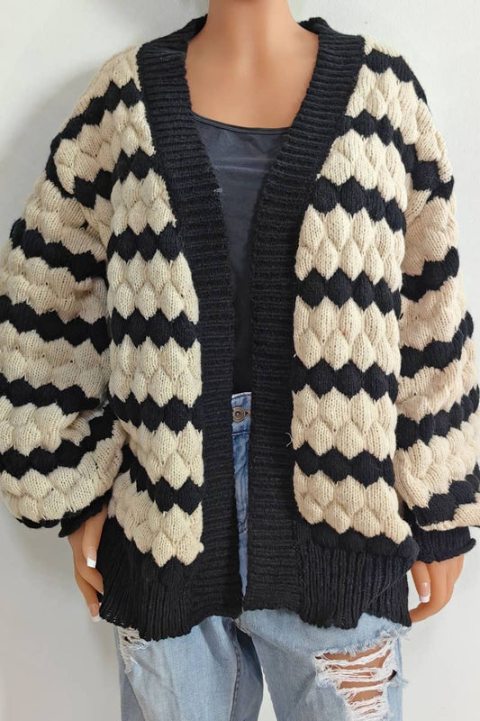 CWOCAL2205_WINTER STRIPED LONG-SLEEVED SWEATER CARDIGAN