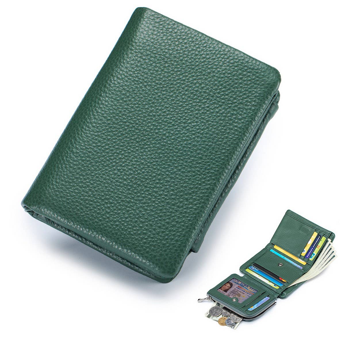 CAPACITY FIRST LAYER COWHIDE TRIFOLD LEATHER WALLET_CWAB3820