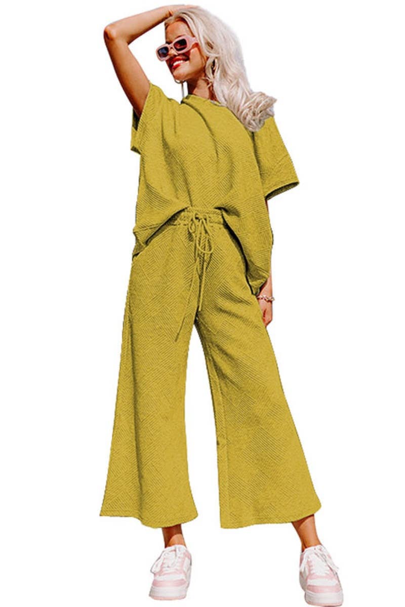 CWSS0722_CASUAL SHORT-SLEEVED STRAPPY TOP PANT SUIT