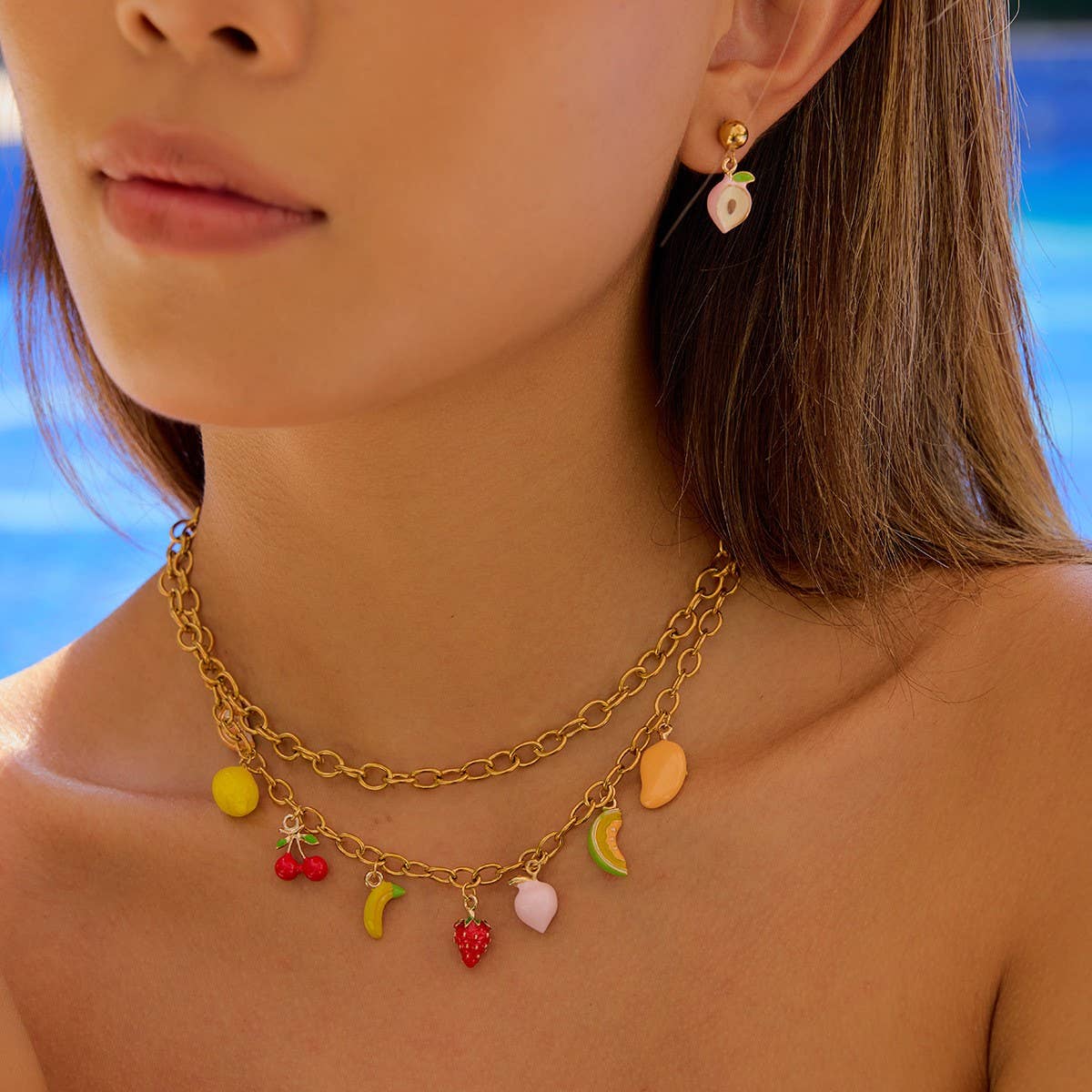 Luxury 18K Gold Grape Drop Pendant Bracelet