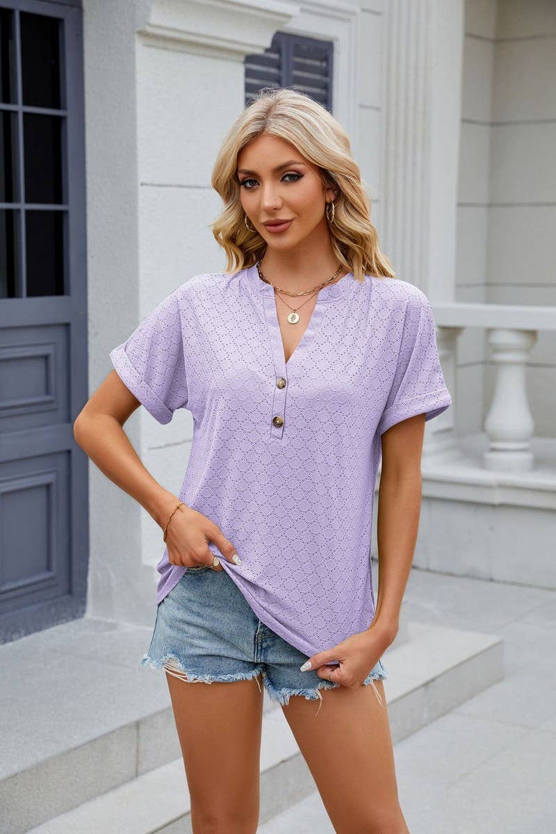 CWTTS0815_V-Neck Short Sleeve Knit Top