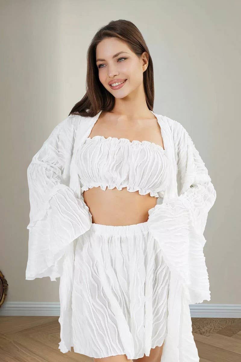 CWSPJ0295_LONG-SLEEVED RUFFLED PAJAMAS THREE-PIECE SET