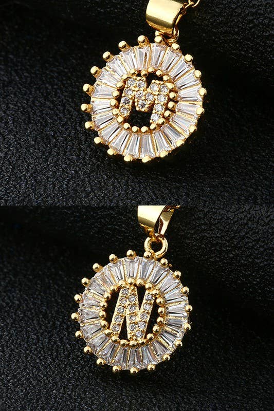 A-Z ALPHABET LETTER SUN PENDANT NECKLACE_CWAJE055-B20221