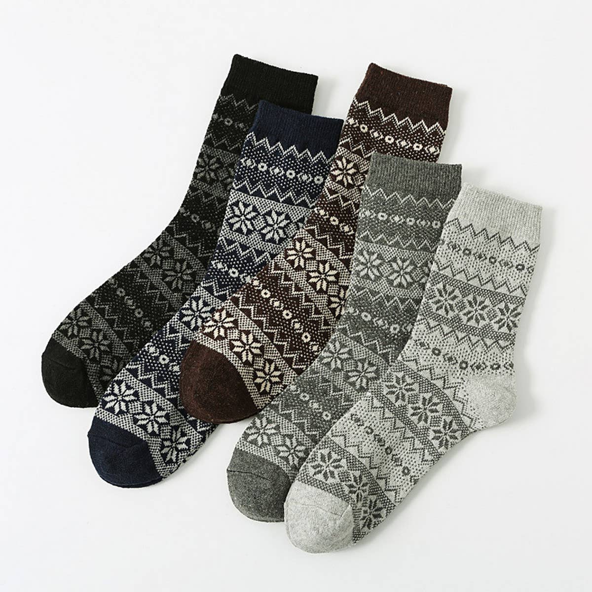 5 PAIRS OF VINTAGE PRINT THICK WARM COTTON SOCKS_CWMS0683