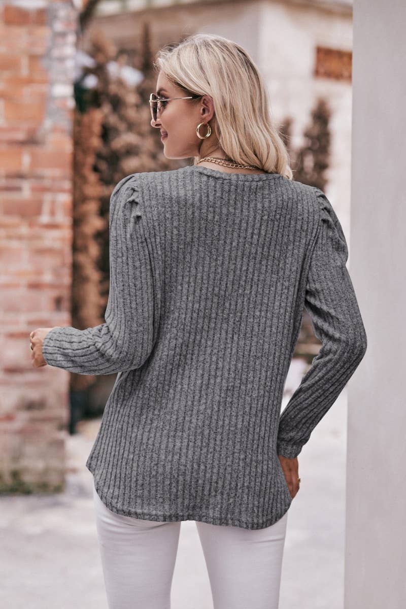 CWOSWL6465_ROUND NECK LONG SLEEVED TOP WITH TRIMMED FUR