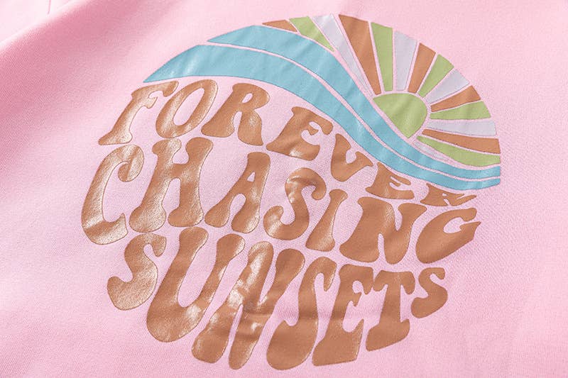 CHASING SUNSET PRINT DRAWSTRING PRINT HOODIE