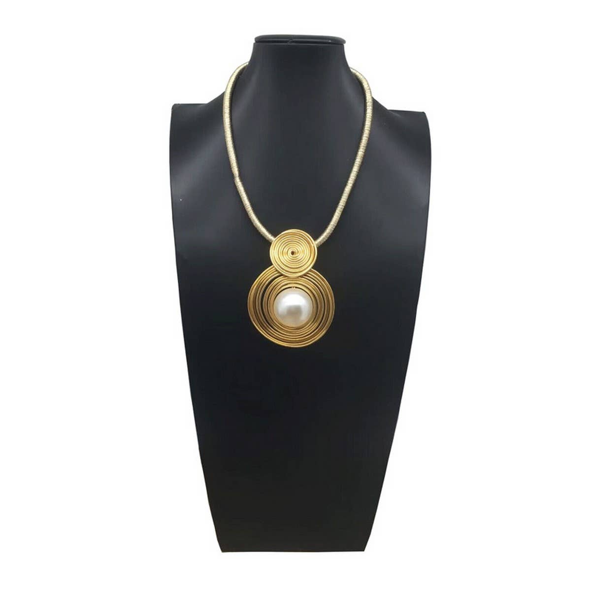 HAND-WOVEN IMITATION PEARL NECKLACE EARRING SET