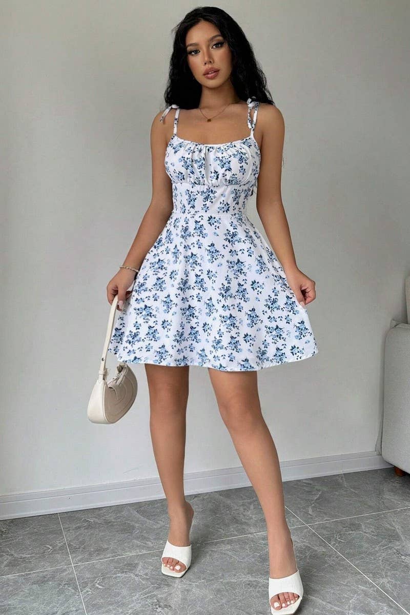 CWDSD8439_SWEET FLORAL SQUARE NECK STRAPPY MINI DRESS