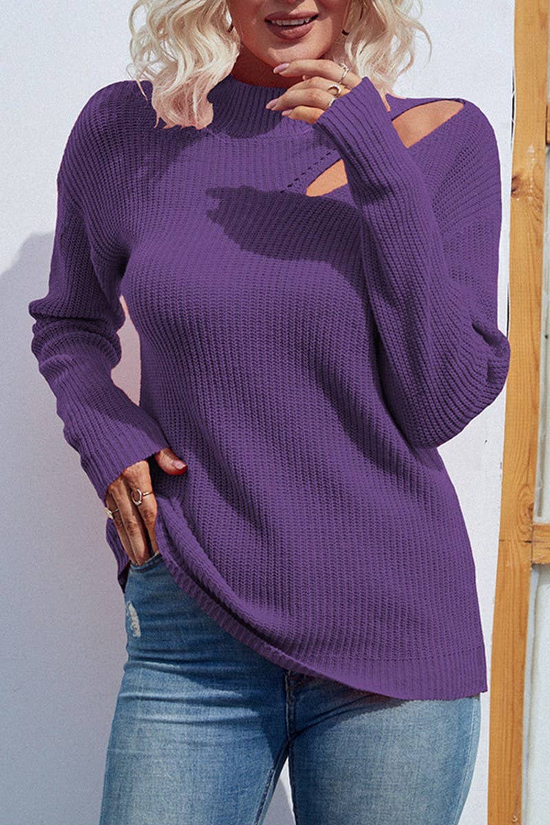 CWOSWL1735_Crew Neck Long Sleeve Pullover Sweater