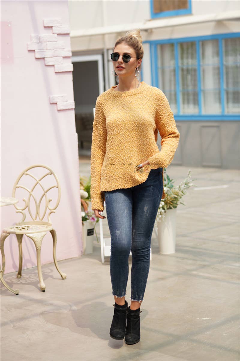 CWOSWL1409_Crew Neck Pullover Casual Sweater