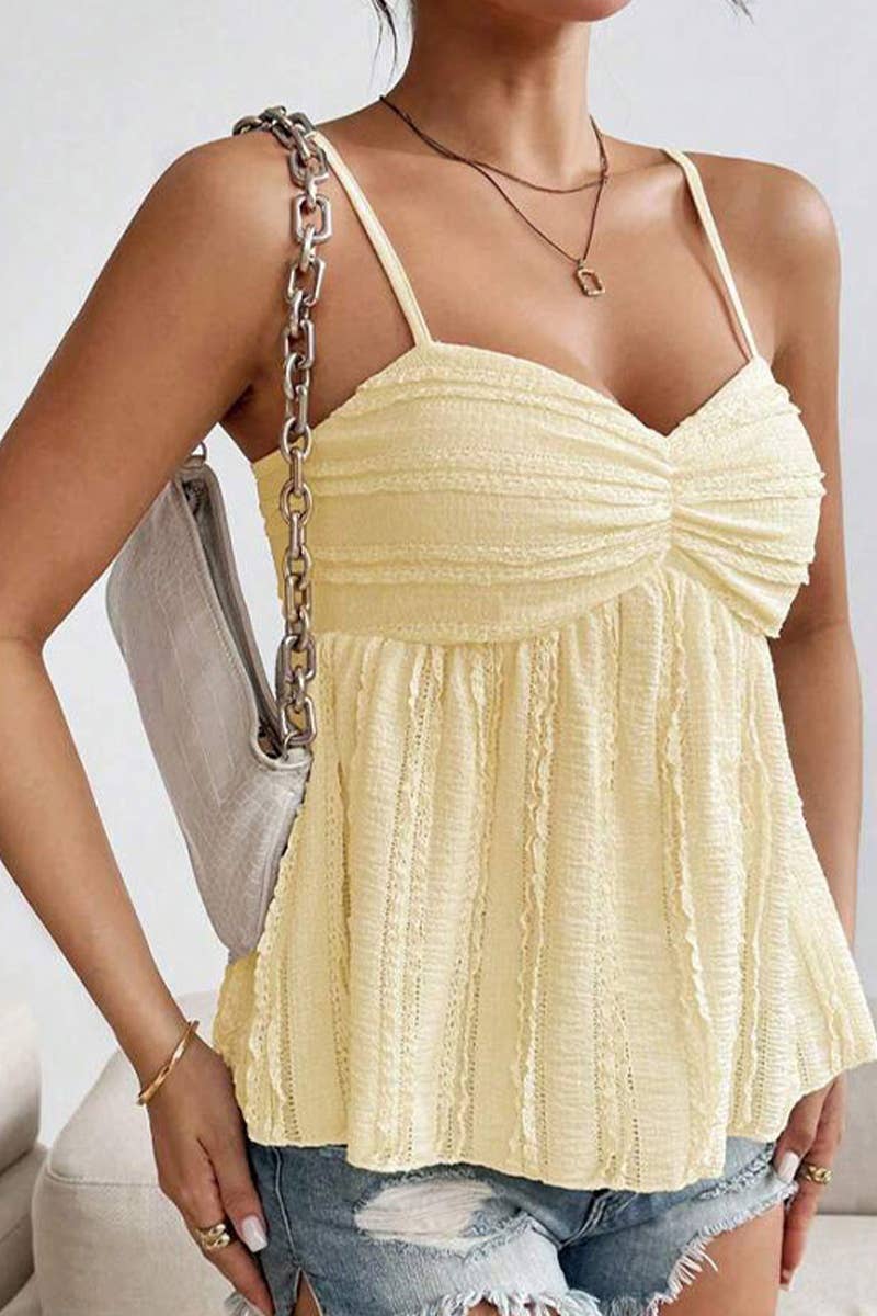 CWTTSL0452_SUMMER SEXY SMALL VEST PLEATED SOLID COLOR TOP