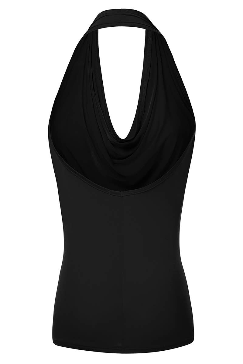 AWTHT028_Halter Neck Draped Front Open Back Top