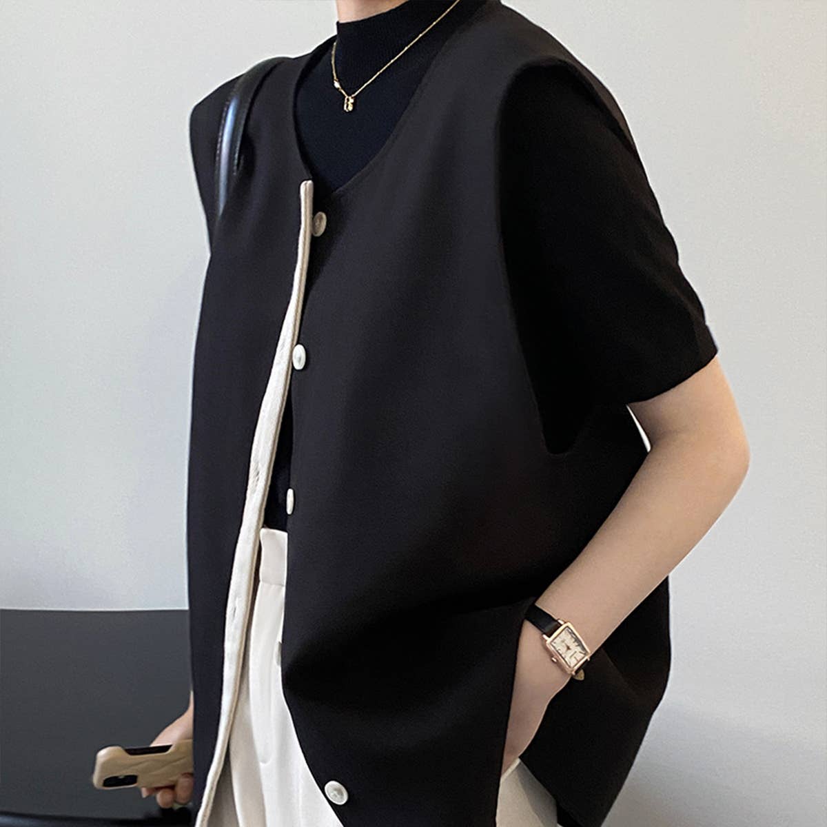 Color contrast vest V-neck suit vest